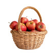 © Raveewan - A basket overflowing with fresh, ripe red apples sits isolated on a white background