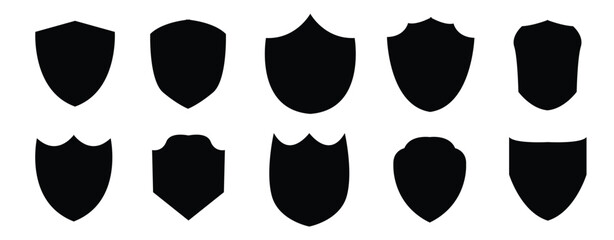 Collection of security shield icons. Protect shield. Design elements for concept of safety and protection. Vector illustration on white background in eps 10.