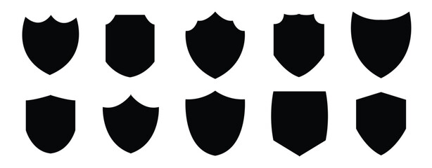 Collection of security shield icons. Protect shield. Design elements for concept of safety and protection. Vector illustration on white background in eps 10.