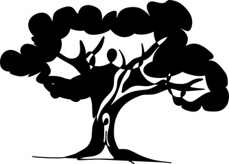 Wall Mural - Silhouette of tree illustration in black and white