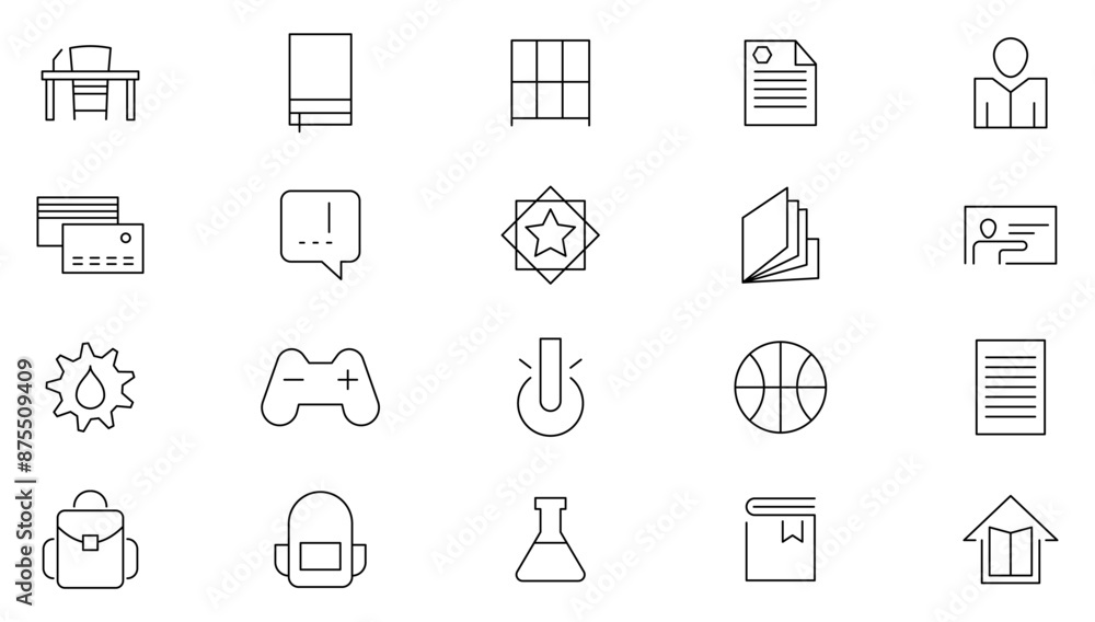 Back to school line icons set. Education, learning, school, online ...