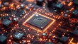 © Lukasz Czajkowski - Illuminated Circuit Board With Glowing Processor Chip, Futuristic AI Technology Concept. Generative AI