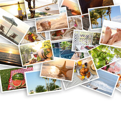 Wall Mural - Precious summer moments. Many different photos on white background