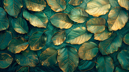 Poster - Bright and fresh green leaves with a textured pattern, showcasing the beauty of nature