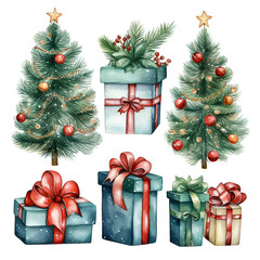 Poster - christmas tree with gifts