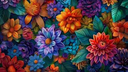 This abstract flower artwork has a modern twist and is colorful and beautiful