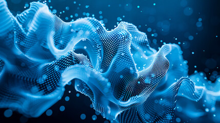 Wall Mural - Futuristic wave design in blue, representing digital technology and science