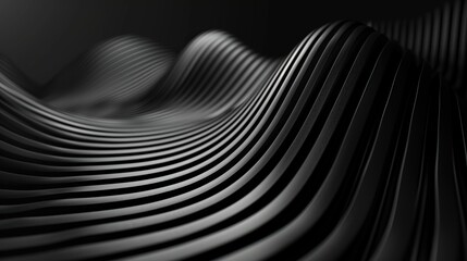 Poster - Abstract Black and White Wavy Lines