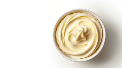 Wall Mural - Top view of pastry cream in white bowl