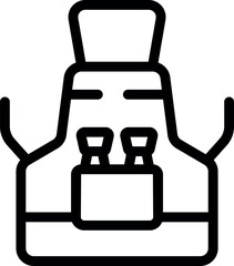 Sticker - Black outline icon of a handyman apron with pockets and tools for repairing