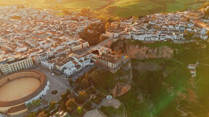 Wall Mural - Aerial view of the Ronda medieval town at sunrise, Andalusia, Spain