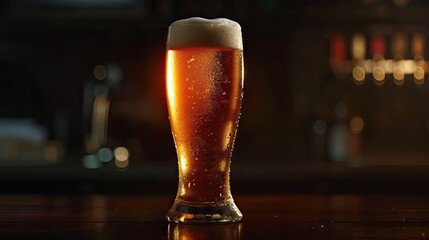 Wall Mural - glass of beer on dark background