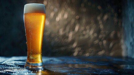 Wall Mural - glass of beer on dark background  glass of beer on dark background with copy space