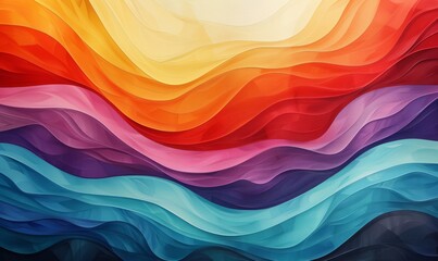 Wall Mural - Minimalist abstract waves in bright hues