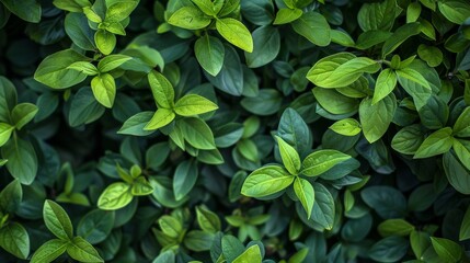 Wall Mural - Close-up of vibrant green leaves in natural light