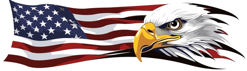 American flag,The vector style eagle headed American flag on a white background
