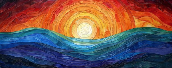 Wall Mural - Colorful concentric waves