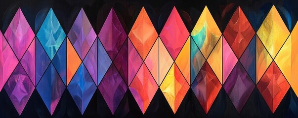 Wall Mural - Repetitive diamond patterns in neon colors