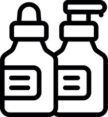 Canvas Print - Simple bold line icon of a dropper bottle and a pump bottle containing medical products