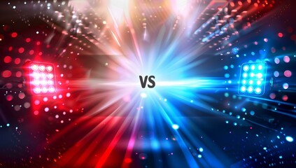 Wall Mural - two spotlights shining in dark blue and red background, vector illustration design for game or sport