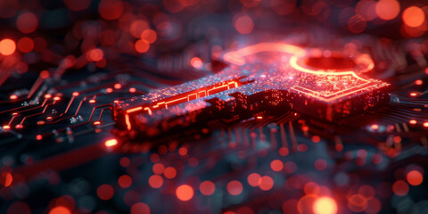 Key symbol on the electronic circuit. Cyber security concept.  