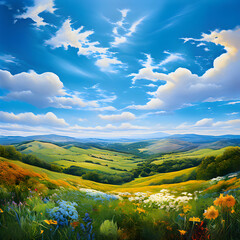 Wall Mural - landscape with mountains and blue sky