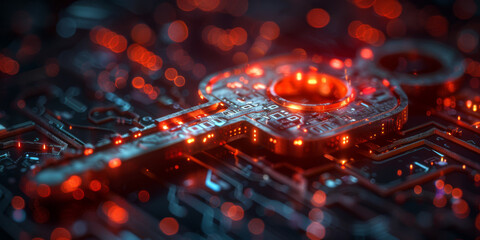 Abstract key on a black background. Cyber security concept.  
