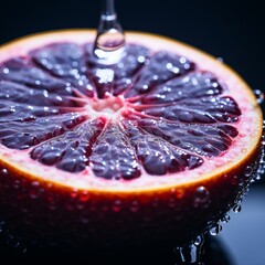 Wall Mural - a slice of blood orange with a drop of water on it