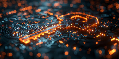 Abstract key on a black background. Cyber security concept.  