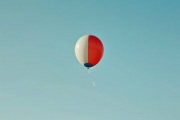 Wall Mural - red and white balloon floating in clear blue sky minimalistic celebration concept