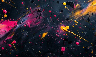 Wall Mural - Neon paint splatter on dark background