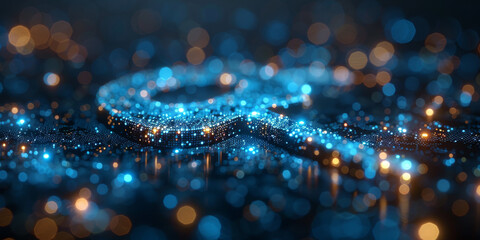 Key in blue technology background. Digital security and data protection concept.  