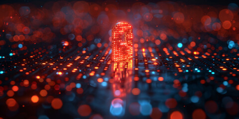 Abstract cyber security concept with key and binary code.  
