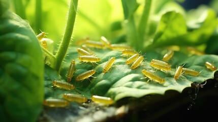 Sticker - a plant with caterpillars that are on it