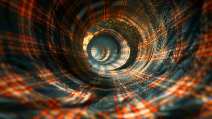 Wall Mural - A spiral tunnel with a checkered pattern