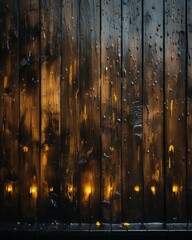 Sticker - a wooden wall with rain drops on it