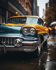 Wall Mural - a yellow and blue car