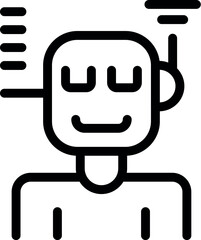 Wall Mural - Simple line icon of a robot receiving data and waving