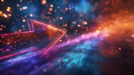 Wall Mural - A colourful neon arrow speeding upwards right with a blur.