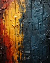 Poster - an abstract painting of a red yellow and blue wall