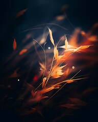 Wall Mural - an artistic photograph of some grass in the dark