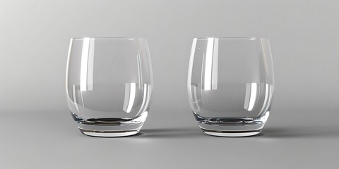 Two Empty Glass Tumblers On Gray Surface - 3D Illustration