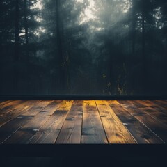 Wall Mural - an empty wooden floor in a dark forest