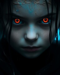 Wall Mural - an image of a girl with red eyes