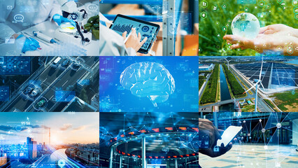 Poster - Collage movie of various field technology.