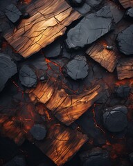 Sticker - an image of lava rocks and lava flowing from the ground