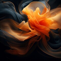 Wall Mural - an orange and black flower on a black background