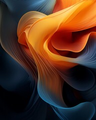 Wall Mural - an orange and blue abstract design on a black background