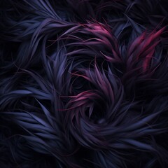 Poster - black and red feathers on a black background