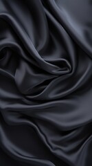 Canvas Print - black satin fabric with folds and folds